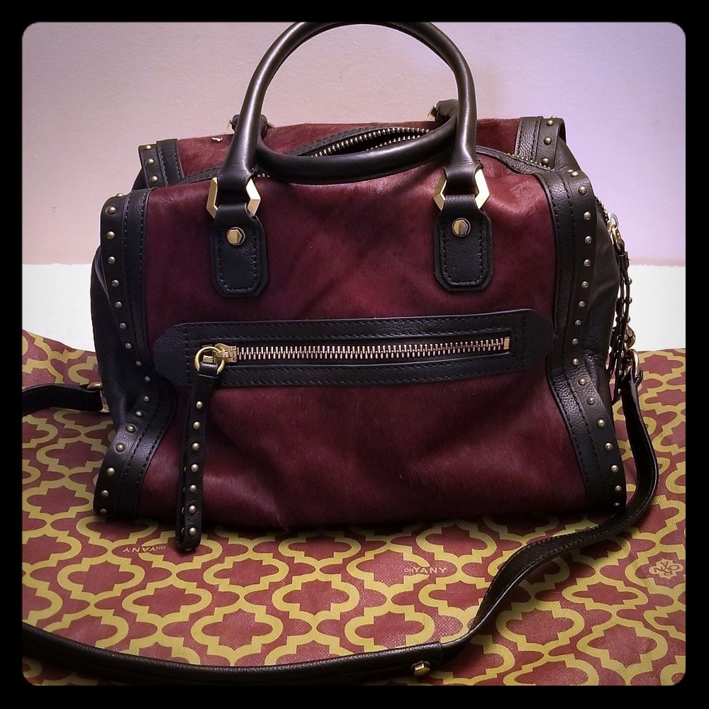 OrYANY Red and Black Cowhide and Leather Tote
